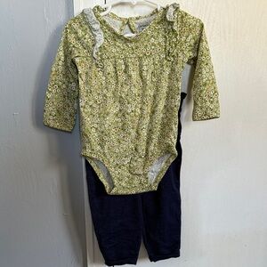 Carter's Green Floral Baby Onesie